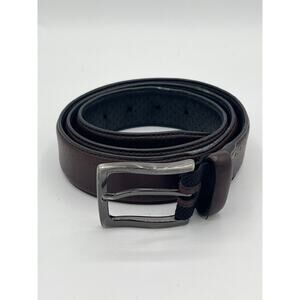 Johnston & Murphy Dress Belt Mens 36 Brown Leather Silver Buckle Broken In